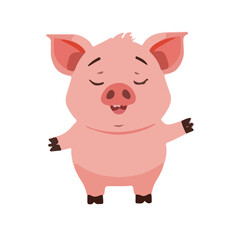 Fototapeta premium Simple cute pig character cartoon design animal