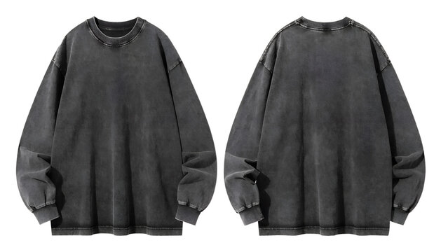 Front and Back View of Blank Oversized Black T-Shirt Mockup