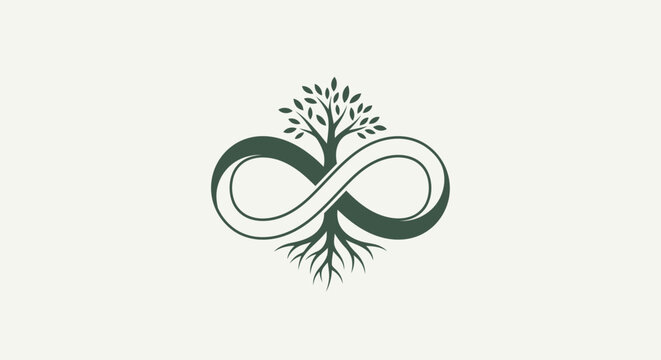 Infinity symbol intertwined with a tree, representing eternal life and growth.