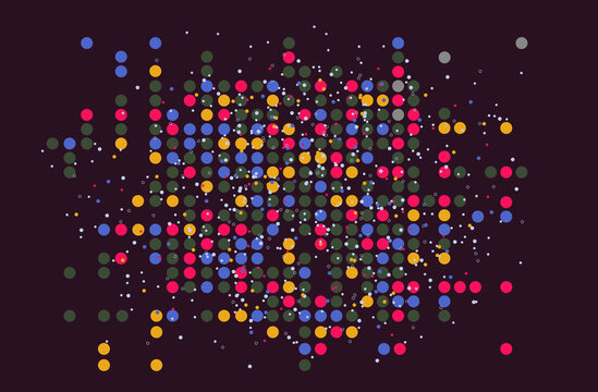 Colorful data points network clustering abstract digital visualization