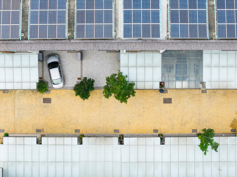 Aerial Townhouse Residence with Solar Rooftops