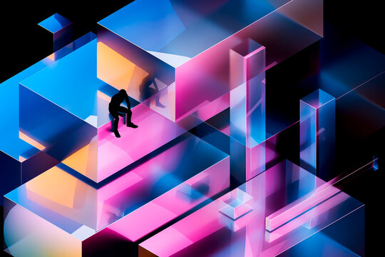 3D neon prism pause