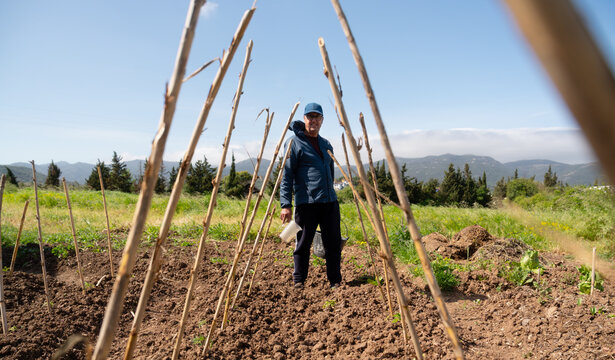 Farmer working in his organic garden