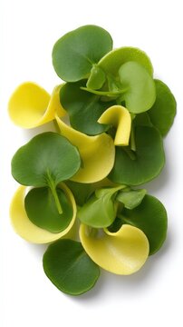 Fresh Miner Lettuce and Yellow Petals Abstract Composition