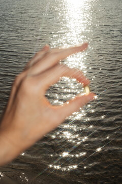 Vitamin Pill and Nature Water Sparkles 