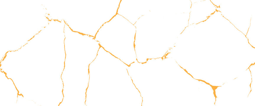 Orange abstract cracked pattern on white background
