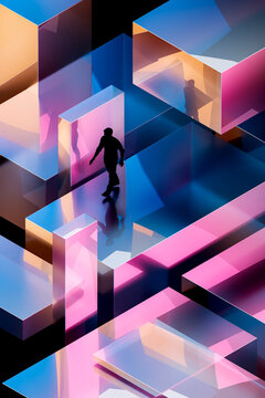 3D glass passage shadow