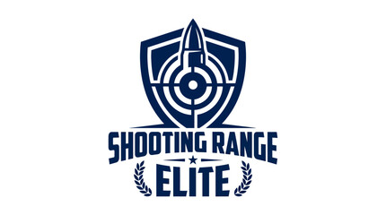 Obraz premium Shooting range emblem with bullet and target, vector logo design
