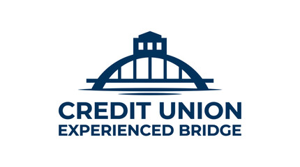 Naklejka premium Vector logo of a bridge with 'Credit Union Experienced Bridge' text, graphic element