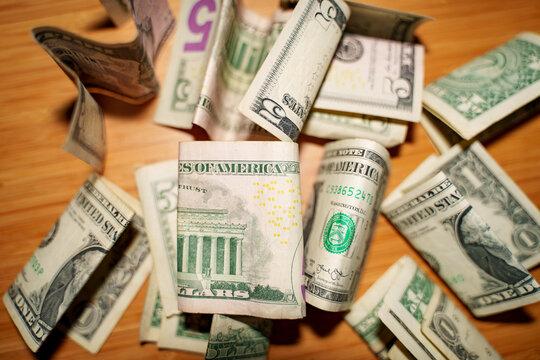 Dollar banknotes. Money, financial concept