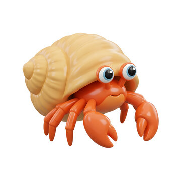 Cute Cartoon Hermit Crab with Shell