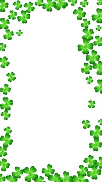 Shamrock blossoms pattern seamless loping zoom in and zoom out on white background empty space combine potrait mode. best for decoration greeting st. patricks day