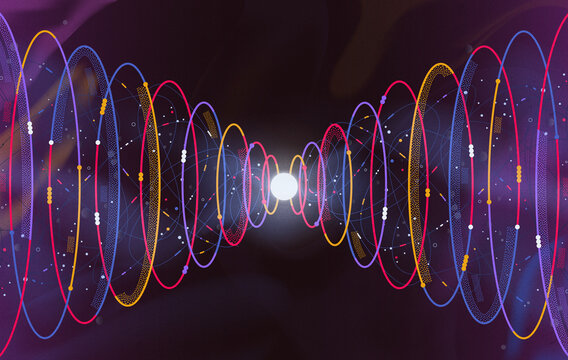 Abstract data waves and digital signal flow technology background