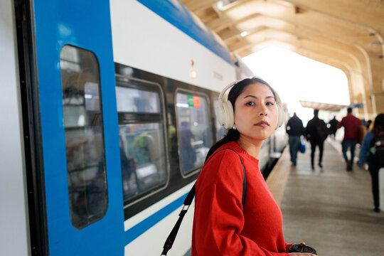 Commuter on a station platform