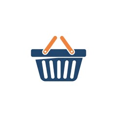 Fototapeta premium Shopping basket icon with orange handles.