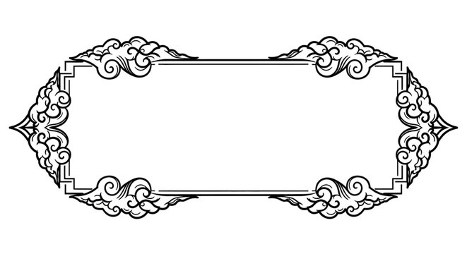 Ornate Asian Cloud Scroll Frame - Decorative Border Design