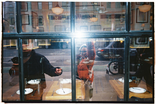 Storefront Reflection Family Selfie