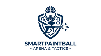 Smart Paintball Arena & Tactics logo with shield, gun, and goggles © anidaahza