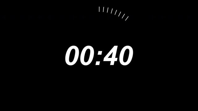 45 second countdown with circle animation, 45 to 0 animation countdown. 4K video