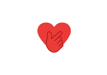 Obraz premium A red heart symbol with a hand gesture, conveying love and affection, on a plain background