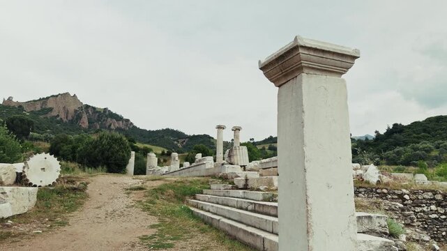 Ancient Ionic Columns Of The Temple Of Artemis In Sardis Salihli