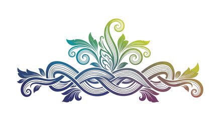 Ornate Floral Swirls Decorative Border with Gradient Colors © rohmat