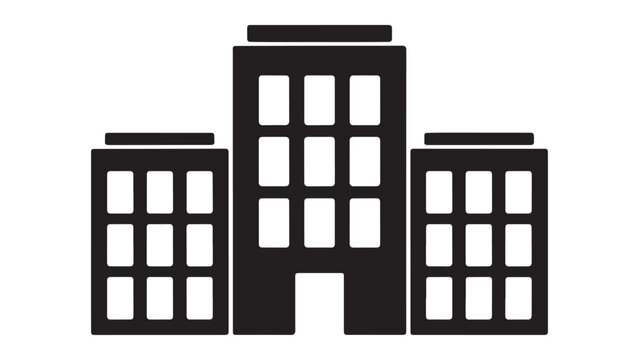 Collection of three office buildings flat icon representing real estate corporate company vector