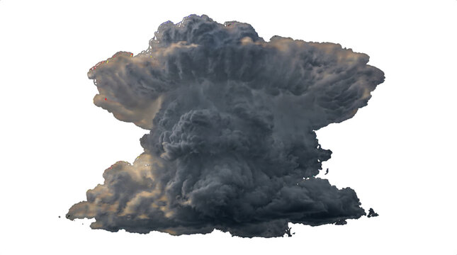 Heavy thunderhead cloud or pyrocumulus element isolated on transparent background, perfect for weather rendering and graphic design overlays. 