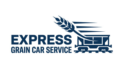 Express Grain Car Service logo with wheat stalk and train car © MAHARANI