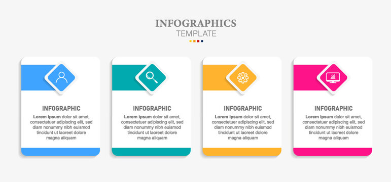 Vector infographic label template with icons. 4 options or steps. Infographics for business concept. Can be used for info graphics, flow charts, presentations, web sites, banners, printed materials. 