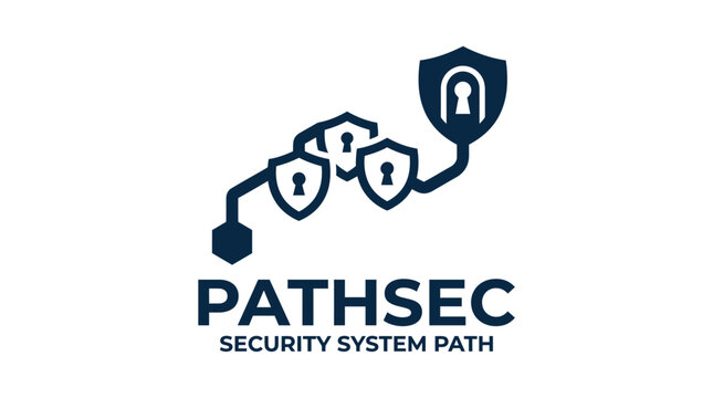 Modern abstract security system path logo with shield and keyhole elements