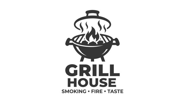 Barbecue grill logo with text for restaurant