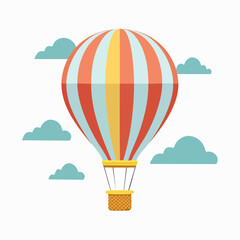 Fototapeta premium Colorful hot air balloon floating among clouds