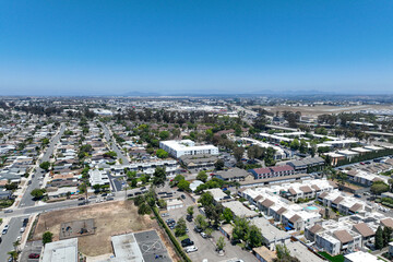 Obraz premium Aerial view of Mira Mesa, San Diego largest suburb. family friendly living with top rated schools, parks and homes