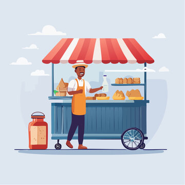 Street Food Vendor Selling Baked Goods