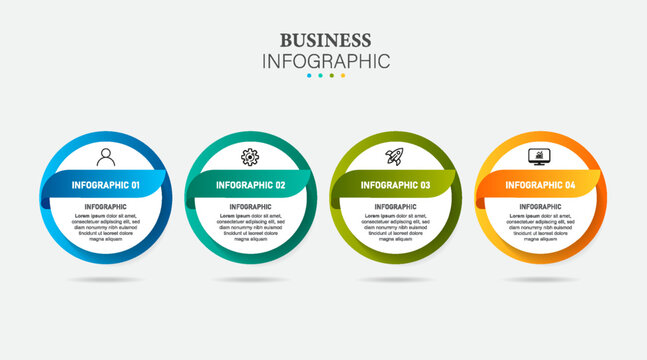 Concept of arrow business model with 4 successive steps. Timeline design for brochure, presentation. Infographic design layout.