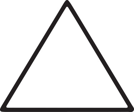 Simple minimalist black outline of large equilateral triangle geometric shape isolated on transparent background