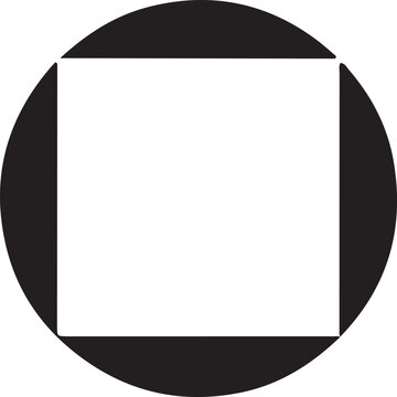 Simple abstract geometric shape dark circle framing a centered square cutout minimalist graphic design element
