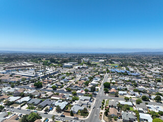 Fototapeta premium Aerial view of Mira Mesa, San Diego largest suburb. family friendly living with top rated schools, parks and homes