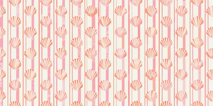 seashell stripes pattern on pastel background scallop