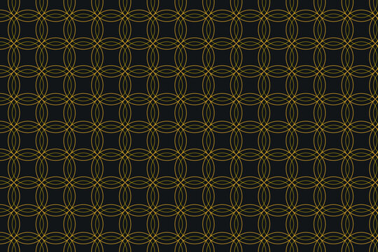 Intricate golden geometric interlocking pattern on dark background, geometric pattern interlocking