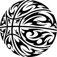 Fototapeta premium Basketball Graphic in Tribal Tattoo Design Style