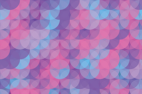 Overlapping circles pattern in pink, purple, and blue hues abstract geometric