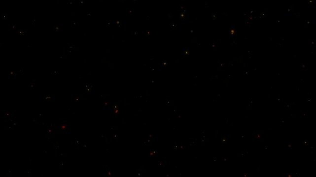 Vibrant orange and red glowing particles gently drift upwards on a dark background loopable abstract motion