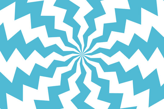 Radial pattern of sharp, jagged zig-zag shapes in blue and white abstract background