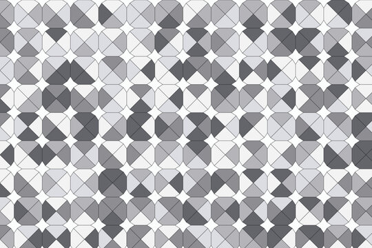 Monochromatic geometric pattern of octagons divided into four triangles of varying shades of gray