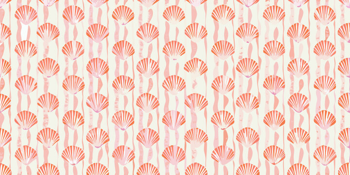 seashell stripes pattern on light background scallop