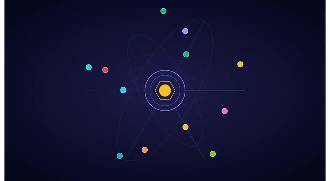 Atomic structure motion scientific particle animation