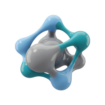 Abstract 3D Molecular Structure with Blue and Gray Elements