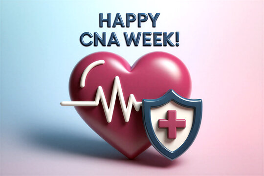 Celebrate nursing assistants with a heart and medical shield illustration for happy cna week greeting card design